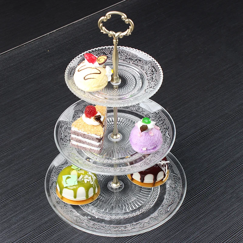 2 or 3 Layer Glass Cake Stand Modern Candy Snack Fruit Plate Afternoon Tea Dessert Display Rack Shelf Home Decor mx11161730