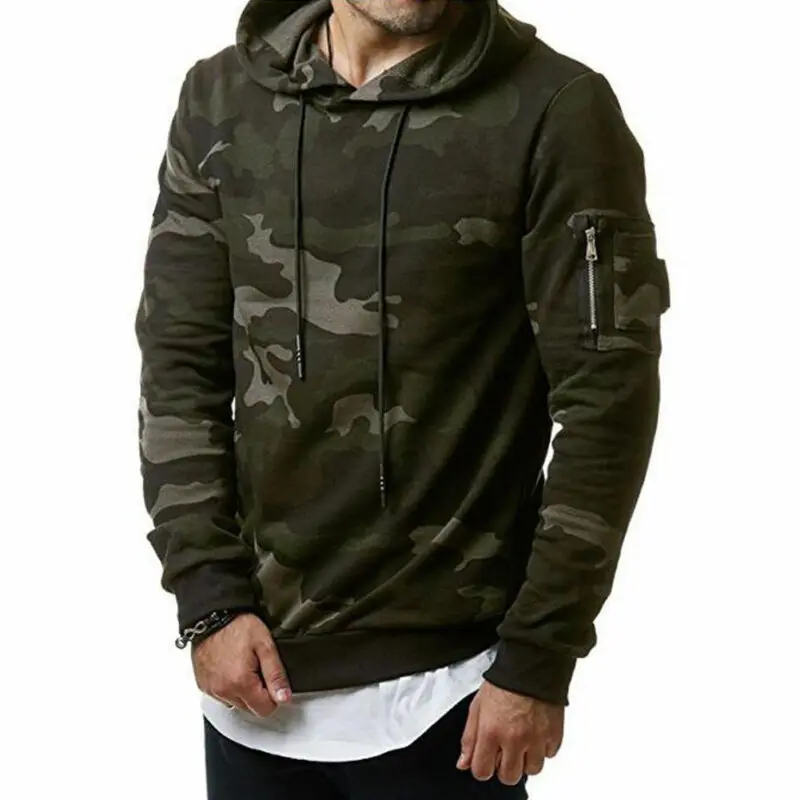 Men\'s Hooded Sweatshirt Brand Autumn Winter Camouflage Military Sportswear Casual Hooded Jacket Male Pullover Coat Hot M-3XL