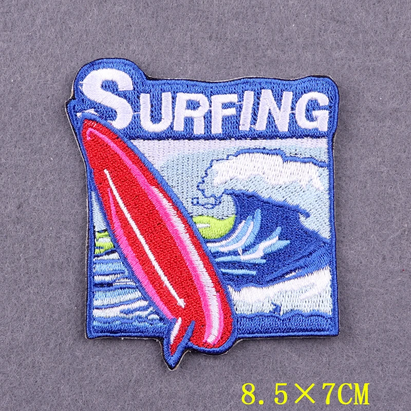 Camping Wilderness Patch Iron On Patches On Clothes Surfing Patch Embroidered Patches For Clothing Stickers DIY Adventure Badges