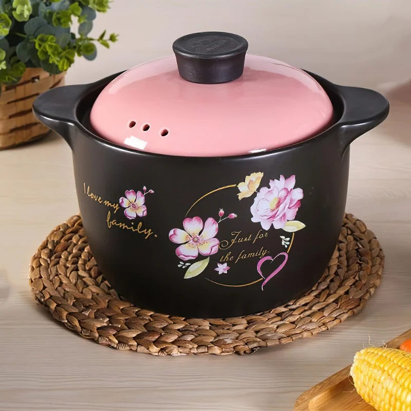 Ceramic Casserole Japanese Pink Yellow 1.6-6L Round Multiple Size Cooking Soup Pot Household Kitchen Supplies Saucepan Cookware