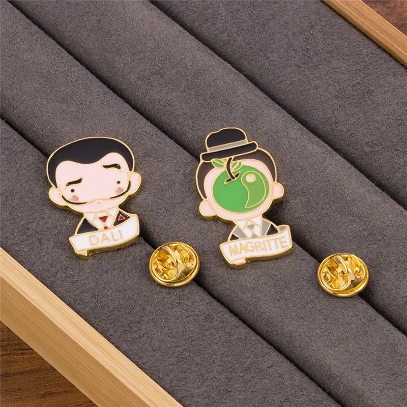 سلفادور دالي اللوحة بروش الفن مجردة اللوحة المينا دبوس بروش مجوهرات هدية التلبيب دبابيس الرجال النساء شارات