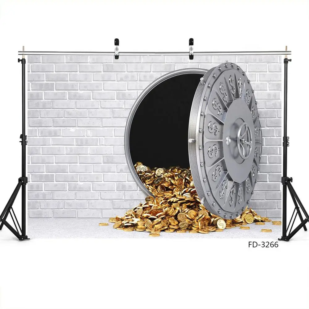 Brick Wall Golden Coins Photo Backgrounds Vinyl cloth Photoshoot Backdrop for Children Baby Portrait Photocall Photography Props