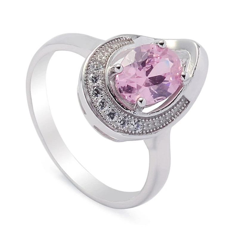 

Eulonvan Luxury 925 Sterling Silver Fashion Wedding Rings Jewelry & Accessories for Women Pink Cubic Zirconia S-3727 Size 6 7 8