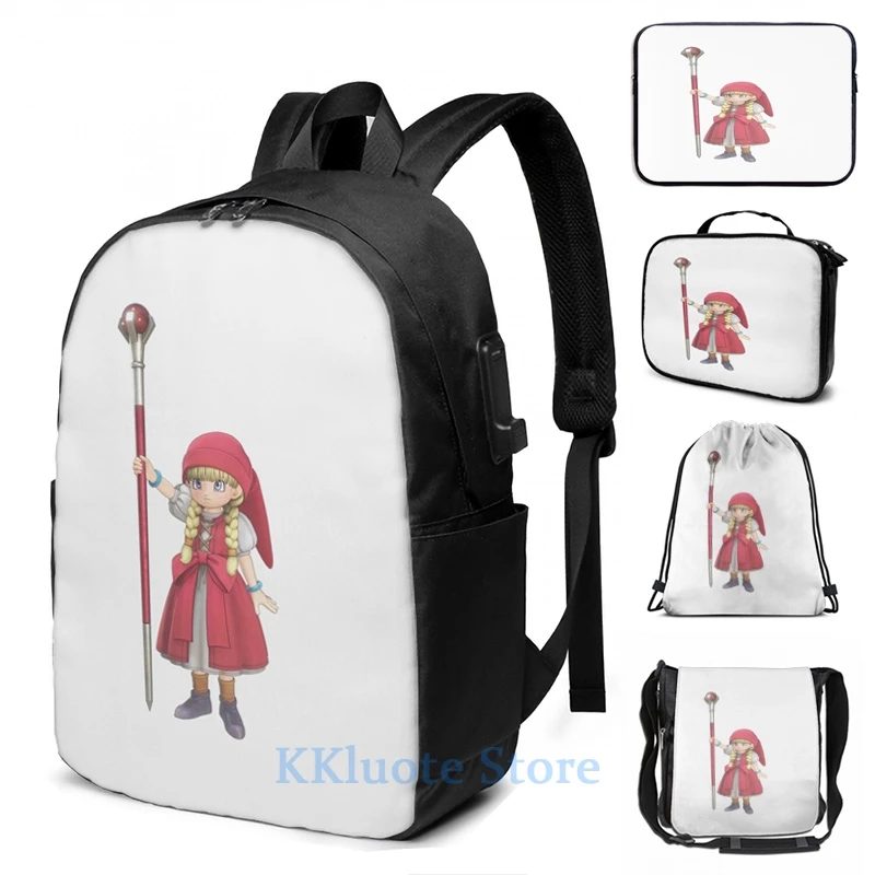 Funny Graphic print Dragon Quest XI - Veronica USB Charge Backpack men School bags Women bag Travel laptop bag