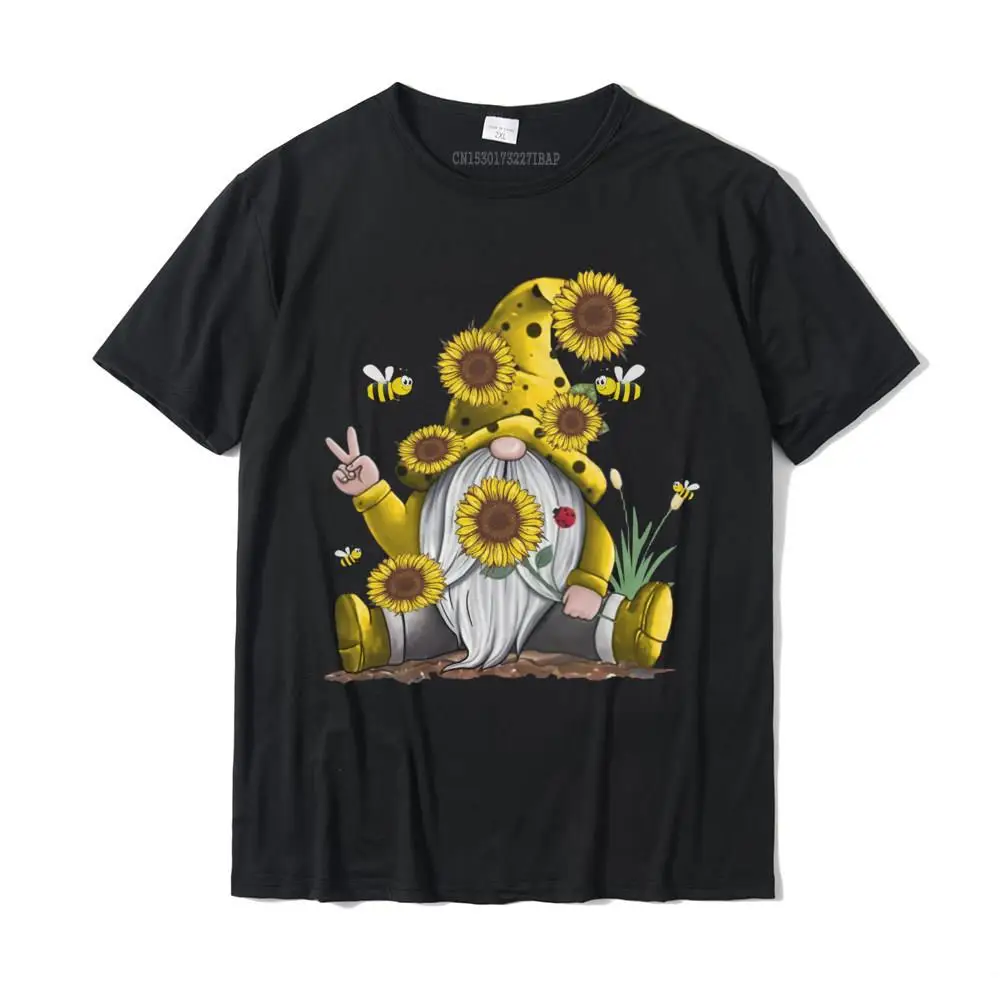 Sunflower Gnome With Funny Hippie Gnome Long Sleeve T-Shirt Camisas Hombre T Shirt Cotton Men T Shirt