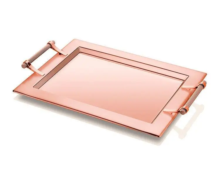 DOLBOVI Collection tray Chrome Full Rose Gold Dull 45*35 cm tray поднос plateau de service