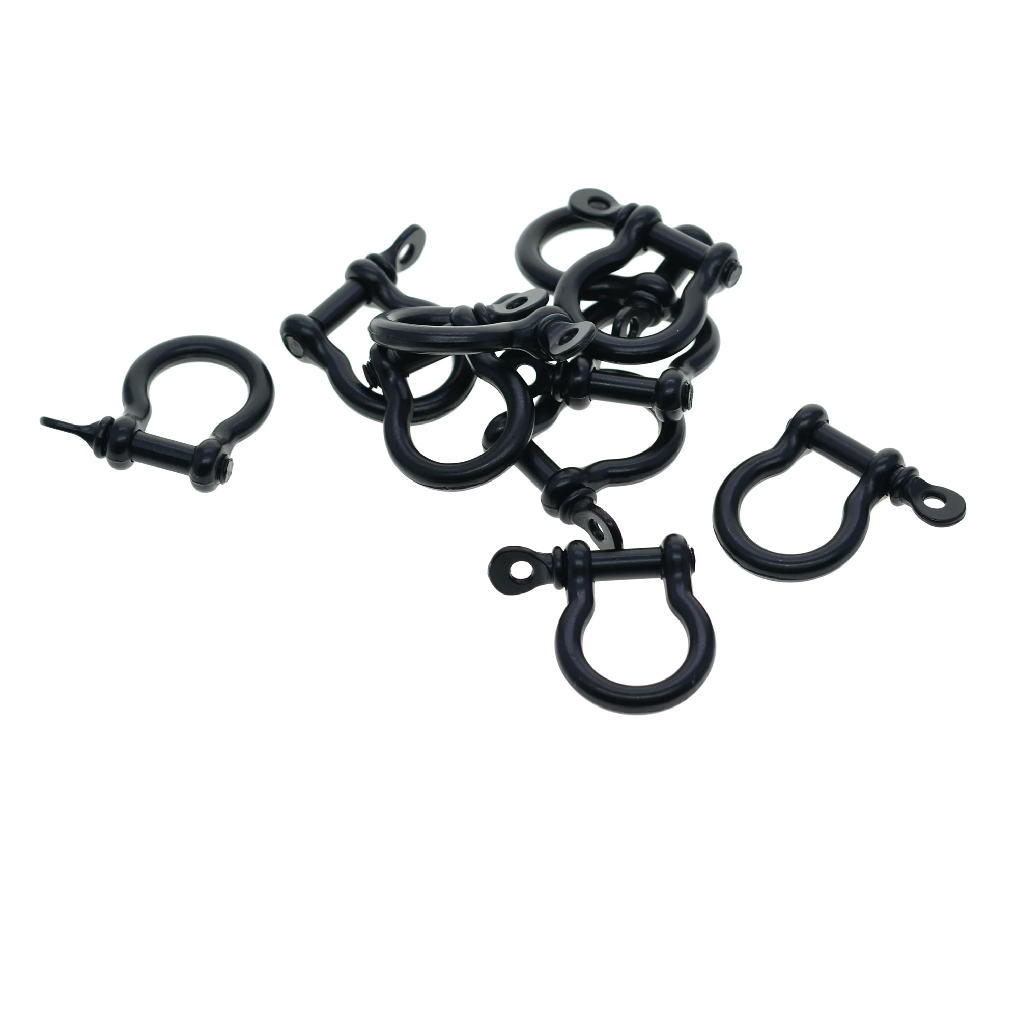 wholesale 50 Black alloy screw pin lock U hook shackle leather bangle connector joint horse shoe keychain lanyard FOB EDC DIY