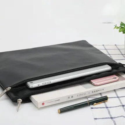 Bolsa impermeable de cuero PU con cremallera para hombre, bolsa portátil para documentos, A4, A5