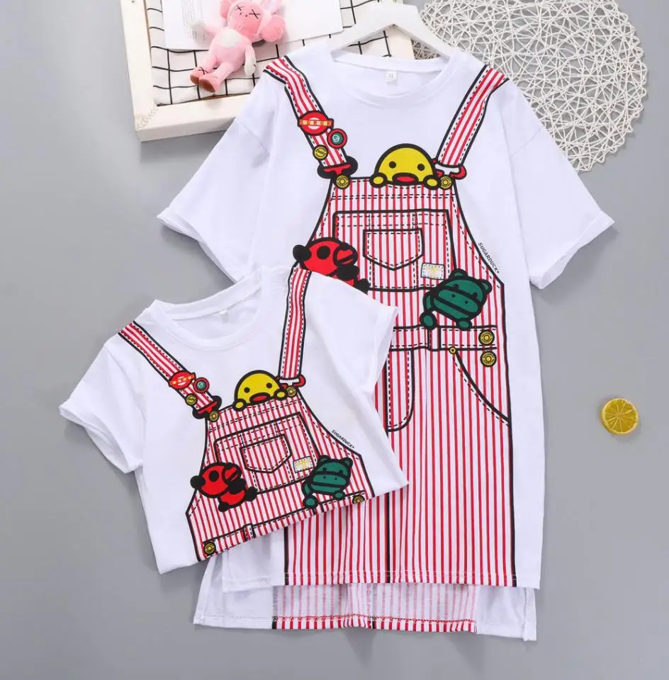 

Fashionable Print Summer Family Matching Clothes Look Mother Dad Daughter Son Mommy and Me Mom Long Tee Shirts Family Outfits