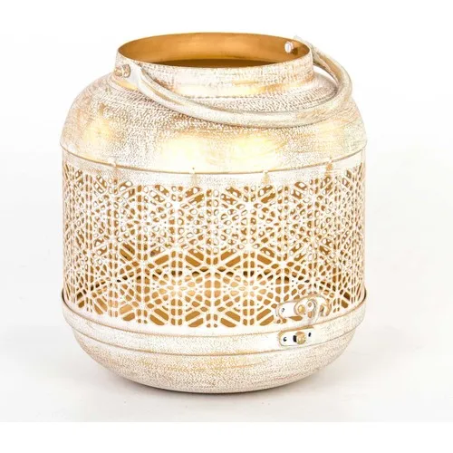 Euro Flora Ivory Color Lantern Candle Holder Metal 19x22 cm