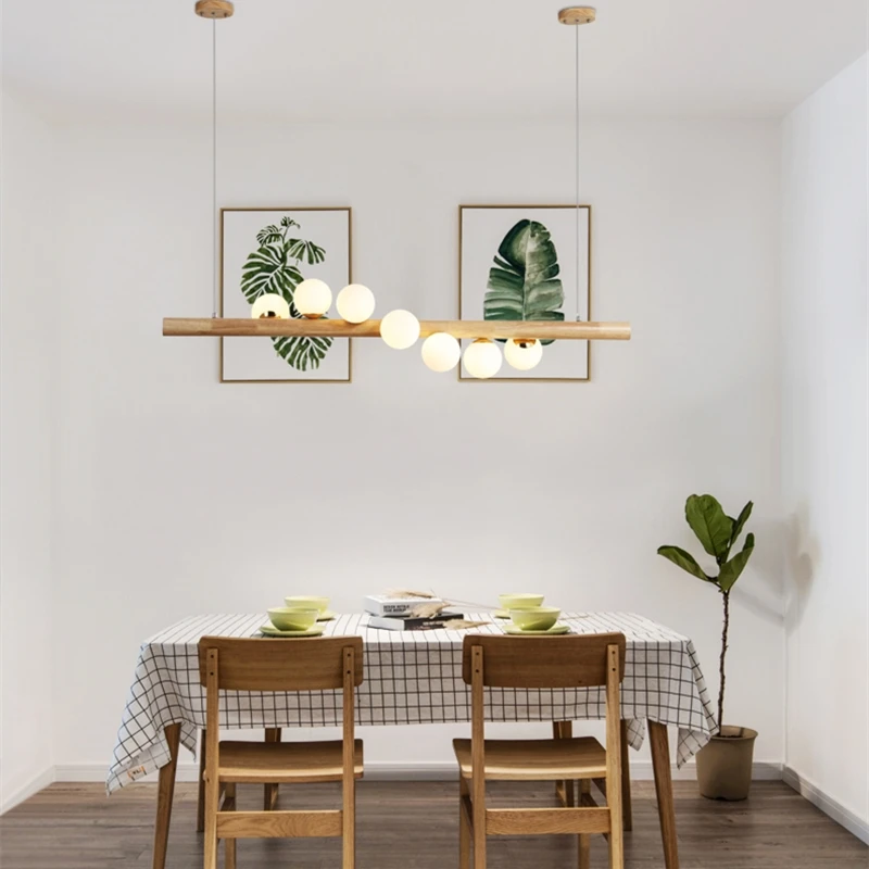 

Solid wood magic bean Pendant Lights Modern Nordic Simple Dining room Coffee Shop Bar LED G4 Bulb Home Hanging lamp Luminaire