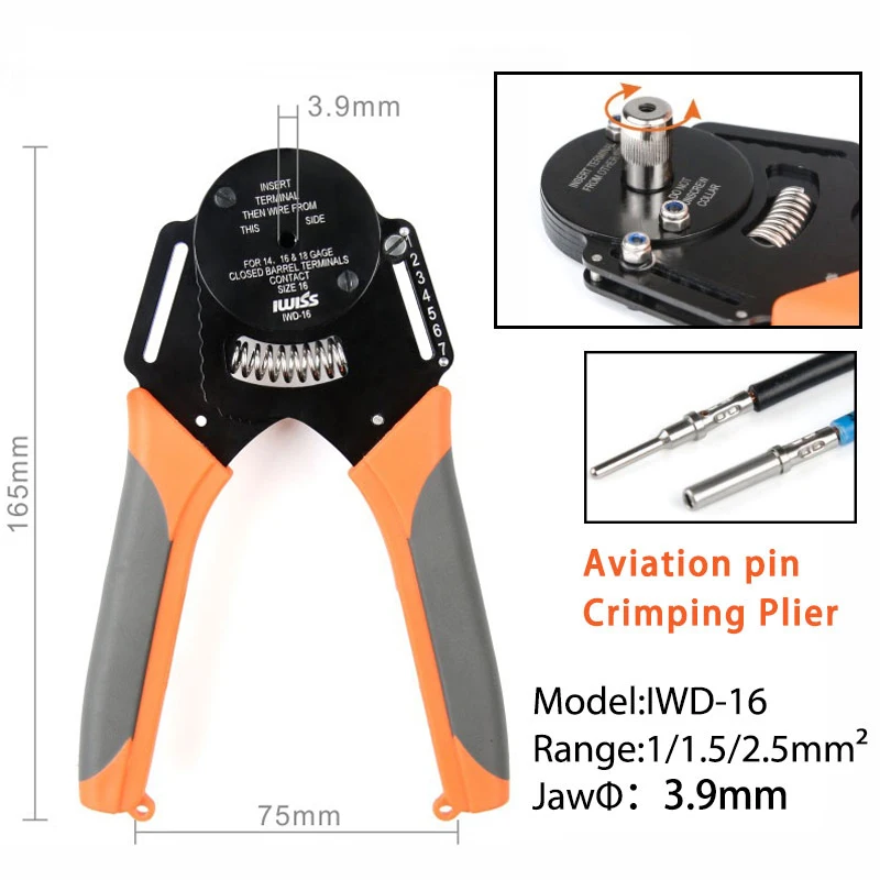 IWD-16 Aviação Pin Piller Ferramenta de Mão, Crimper para Deutsch Connector, Deutsch DT DTM, Terminal DTP, W2 Alicate, 18 16 14 AWG