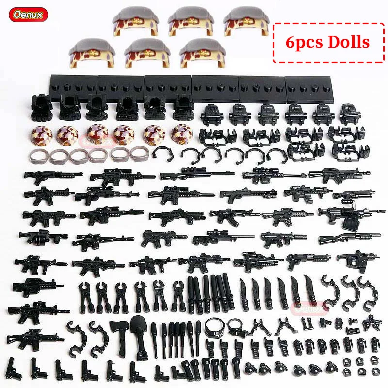 Oenux New Modern Military Building Block Military Camouflage Soldiers Figures With Weapons Brick Educational Toy For Boys Gift