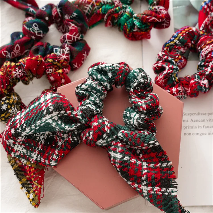 Fashion Christmas rabbit ears For Women Girls Elastic Hair Rubber Christmas Ornaments Hair Ring Velvet Hair Accessories