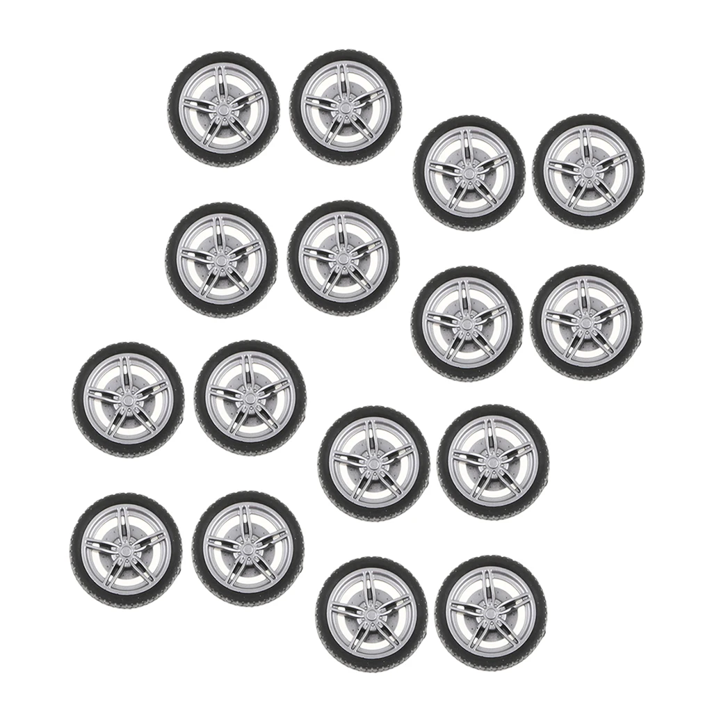 20pcs 30mm Rubber Tires + 5 Spoke Wheel Rim for Remote Control Racing Car