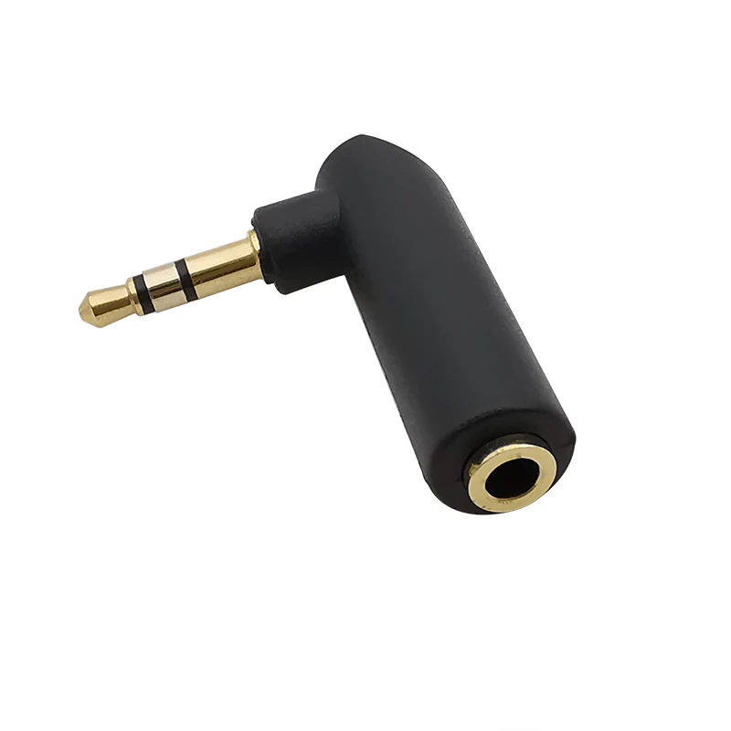 1Pcs Gold-plated Connector 3.5 Jack Right Angle Female to 3.5mm 3 Pole Male Audio Stereo Plug L Shape Adapter Connector