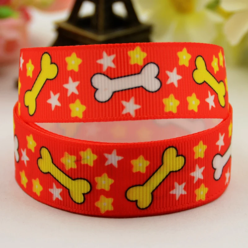 22mm 25mm 38mm 75mm Ruban satin Dog bone Cartoon Character printed Grosgrain Ribbon Hair Accessories party decoration 10 Yards