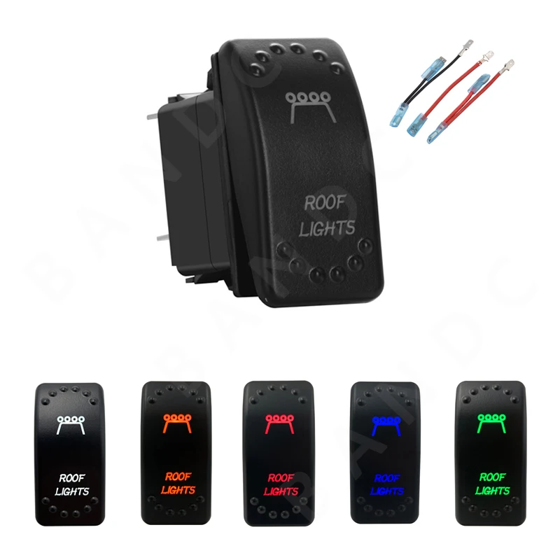 

ROOF LIGHTS Rocker Switch 5P ON-OFF SPST 2 Led Light Toggle Switch with Jumper Wire Set for Car Jeep Lorry Off Road Accessories