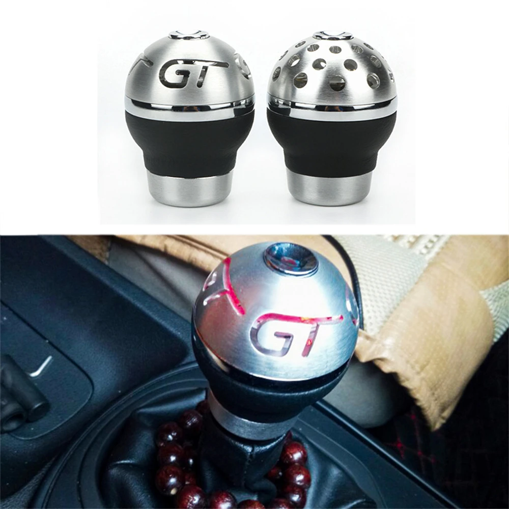 5 Speed 5R Universal Car Red Led AT MT Aluminum Manual Gear Shift Knob Shifter Lever Black Leather Fit For Honda Toyota Nissan