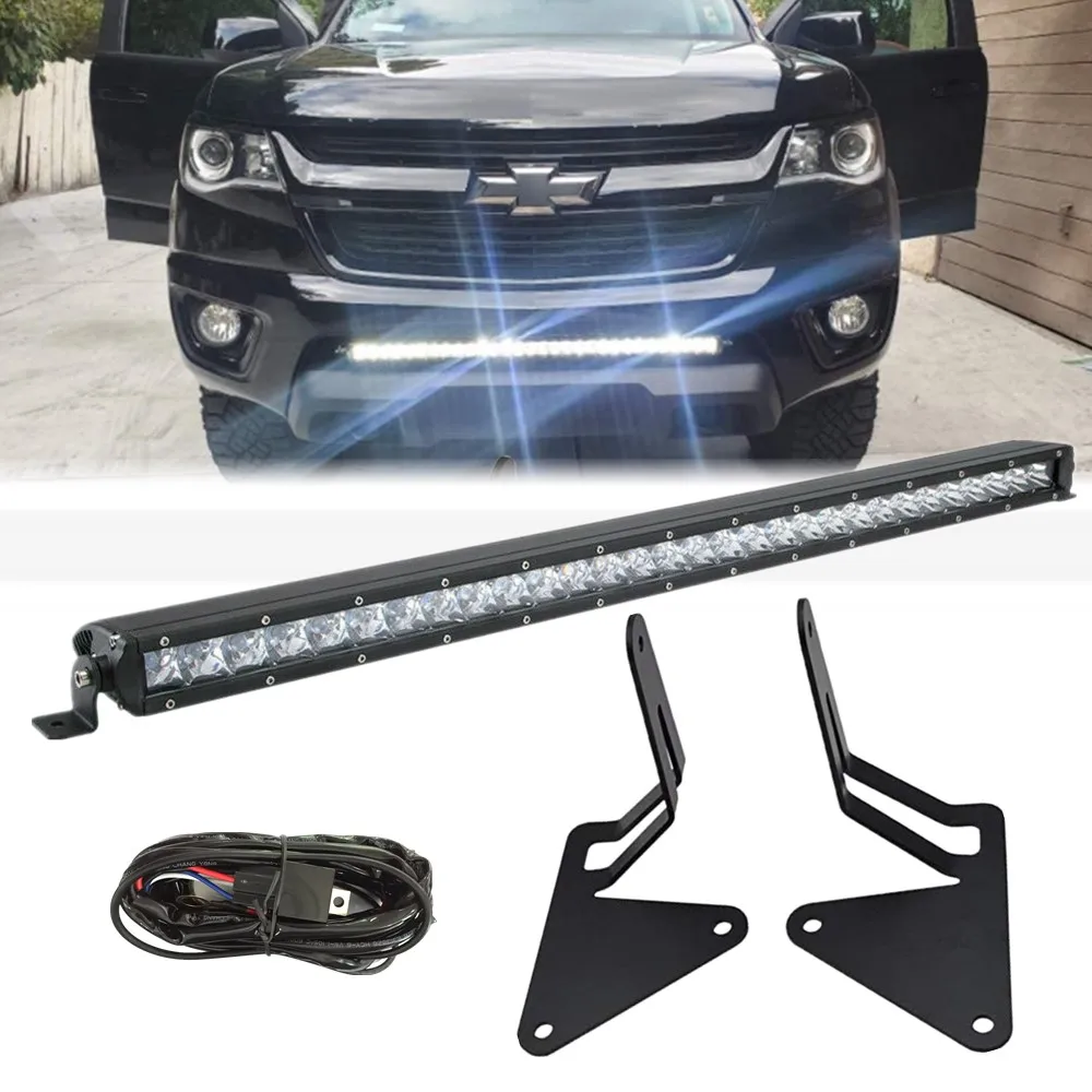 

Car 3D 30Inch LED Light Bar With Hidden Bumper Mount Bracket Fror Chevrolet Colorado 4WD/2WD 2015-2019 GMC Canyon 4WD/2WD