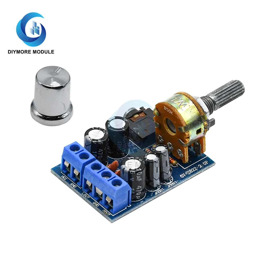 TDA2822M Amplifier Board 1W+1W 2.0 Channel DC 1.8 -12V Stereo Audio AMP with Volume Control Sound System for Speakers