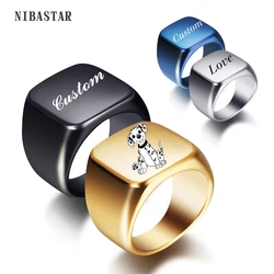 Nom personnalisé, bague Simple en acier titane 316L pour hommes
