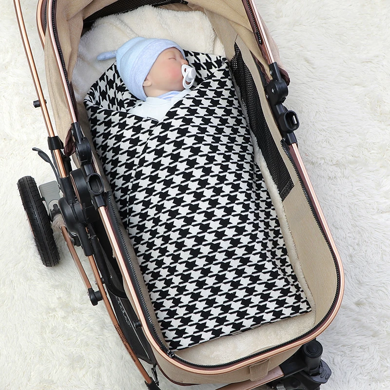 ผ้าห่มเด็กแฟชั่นรูปแบบ Houndstooth ลายสก๊อตเด็กแรกเกิดรถเข็นเด็ก Wrap Swaddle ผ้าฝ้ายถักเด็กทารกผ้าปูที่นอนโซฟานุ่ม