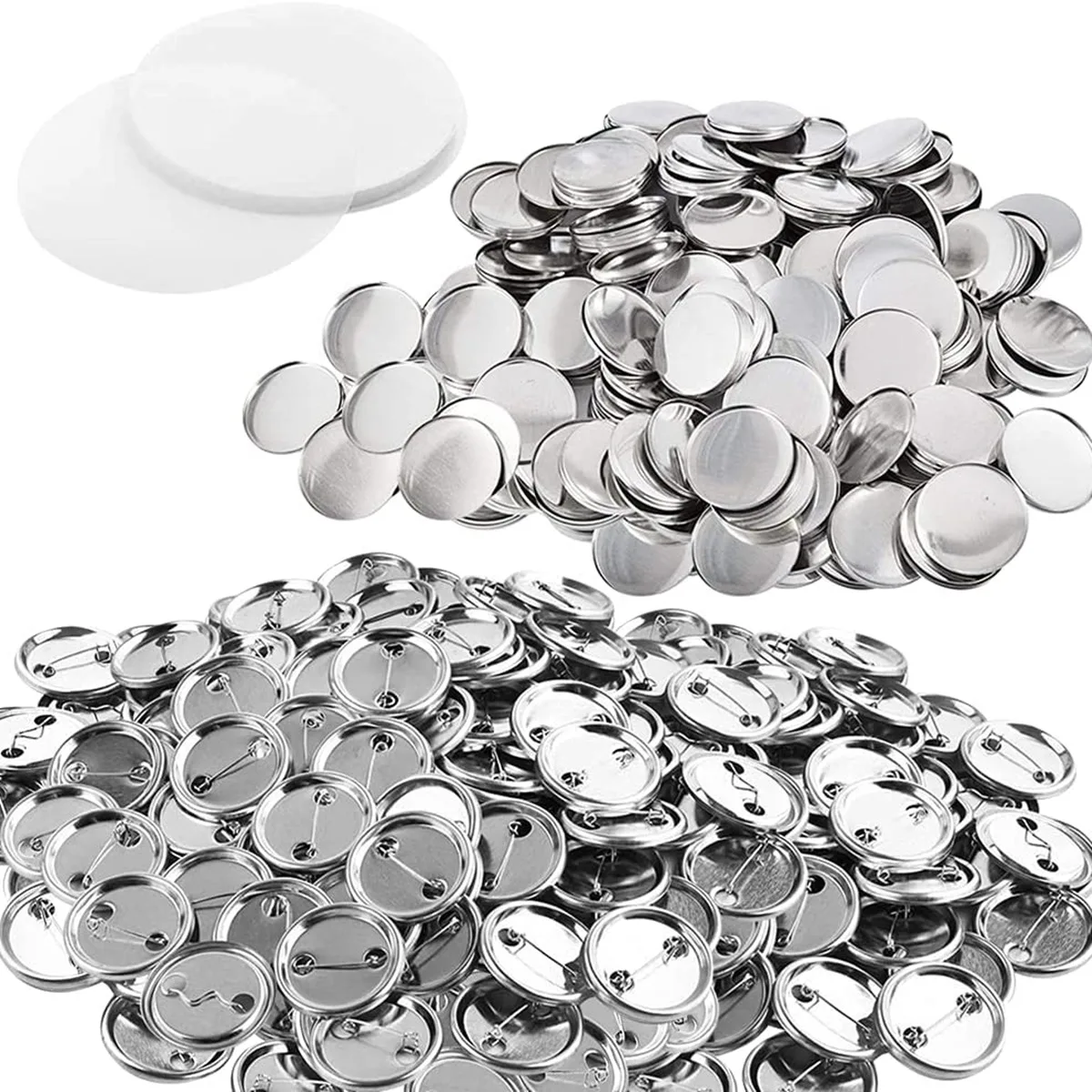 100/200 Sets Metal Badge Pin Button Maker Parts 25-75MM, DIY Blank Badge Button Parts for Art Crafts Making Iron-Base Badges Set