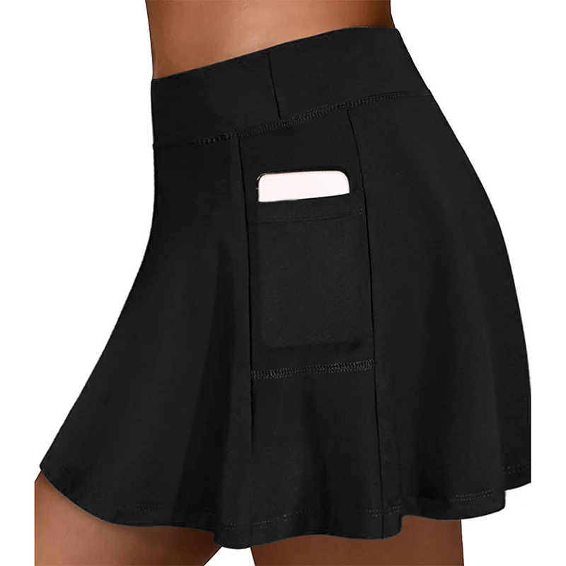 Women\'s Sport Tennis Skirts With Pockets Outdoor Running yoga Inner Shorts Skort High Elastic Waist Golf Hakama For Female 2024