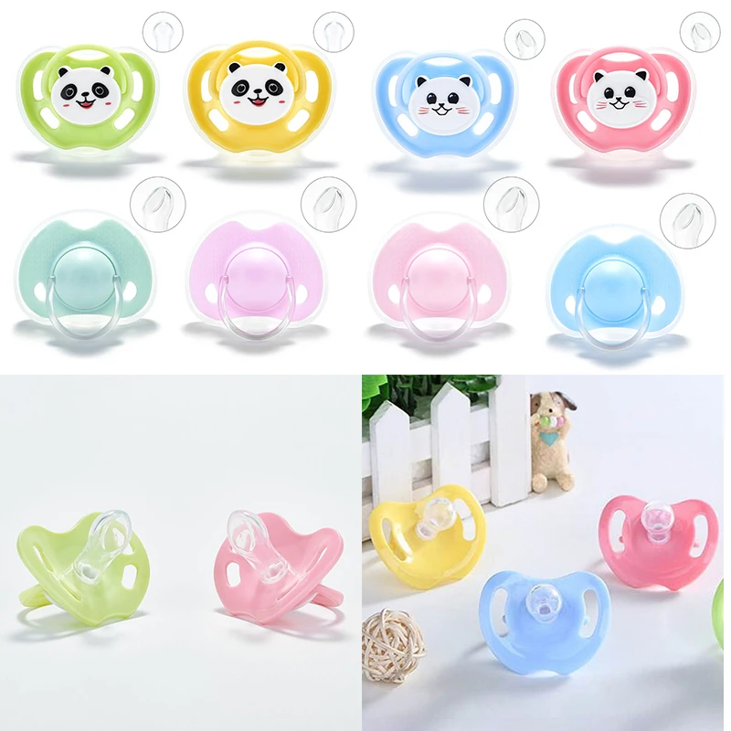 Baby Pacifier and Pacifier Clips BPA Free Silicone Infant Nipple Round Head Soother Newborn Dummy Soother