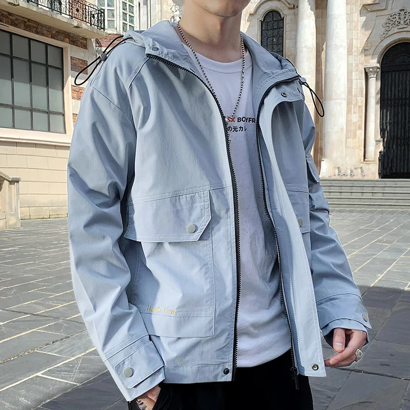 

Jacket Korean Version Spring Simplicity Fashion New Brand Loose Tooling design All-match Small fresh trend Handsome Leisure Men'