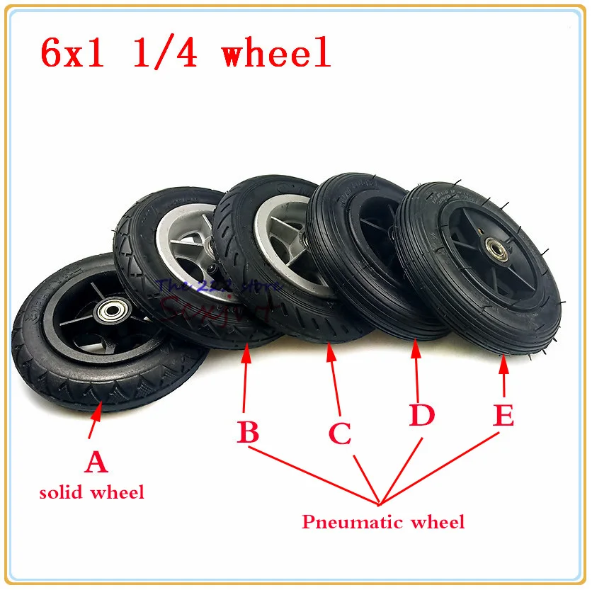 Motorcycle 6x1 1/4 tyre 6 inch Scooter Inflation / solid Wheel alloy plastic Hub tire Inner Tube Electric  E-Bike wheel