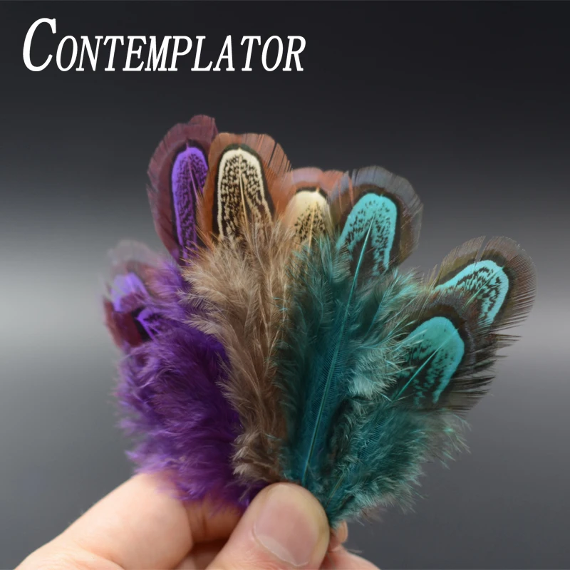 8optional color 20pcs ringneck pheasant shoulder Patches fly tying feathers natural pheasant feather nymph fly fishing materials