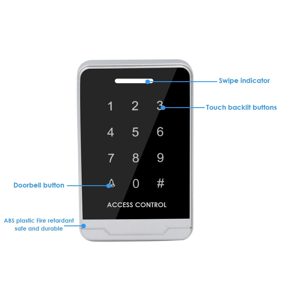 10000 Big User ID card standalone touchable password access control digital panel Rfid 125Khz Card Access Control System