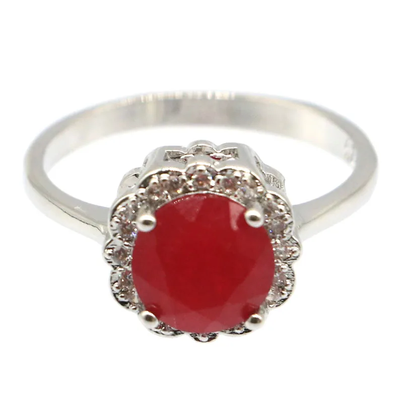 Buy 3 Get 1 Free 11x11mm Lovely Fine Cut Round Real Red Ruby For Girls Bright Zircon Daily Wear Silver Rings