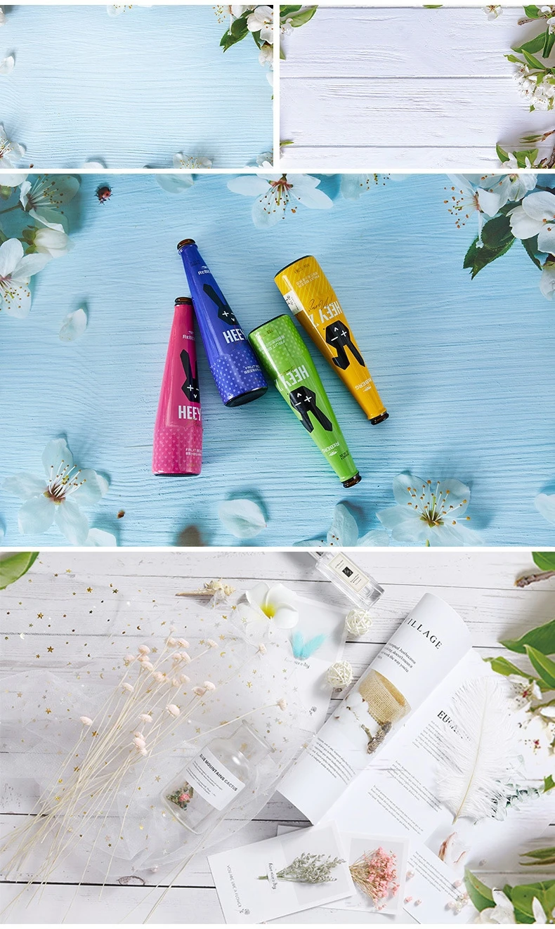 Fiore bianco blu legno Studio fotografico 57x87cm due colori PVC impermeabile stampa venatura del legno fotografia fiore sfondo