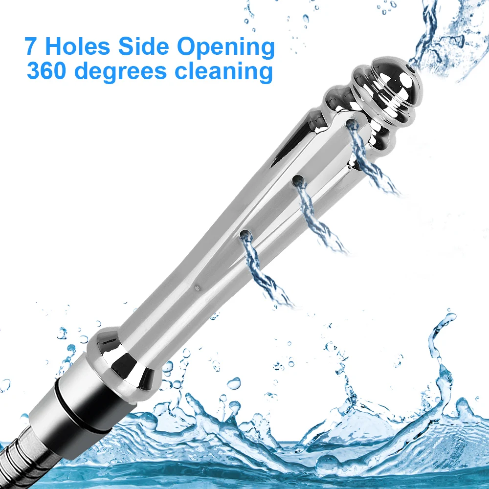 Metal Anal Enema Cleaning Shower Vaginal Wash Colonic Douche Nozzle 7 Holes Side Opening