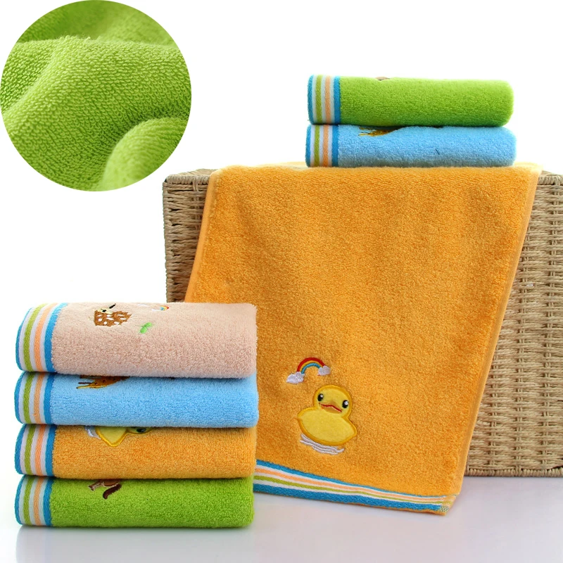 Premium Cotton Handkerchief for Children, Face Towel for Kids, Bathroom, Skin-Friendly, Animal Embroidery, Machine Washable