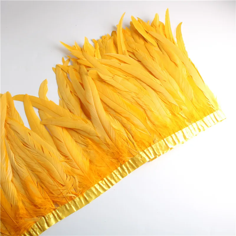10 ياردة جميلة الأصفر الديك الذيل ريشة تقليم 30-35 سنتيمتر الريش للحرف فستان كرنفال ازياء أعمدة الزخارف