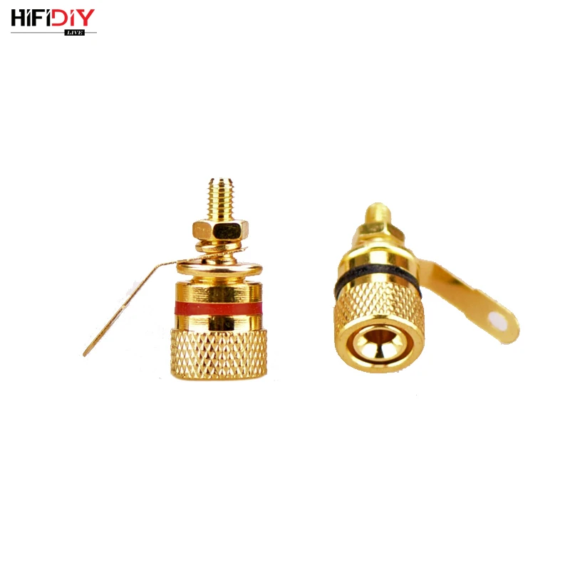 HIFIDIY 4PCS/Set speaker junction Box DIY terminal connector binding post HIFI amplifier Pure cupper Gold-plated Banana socket