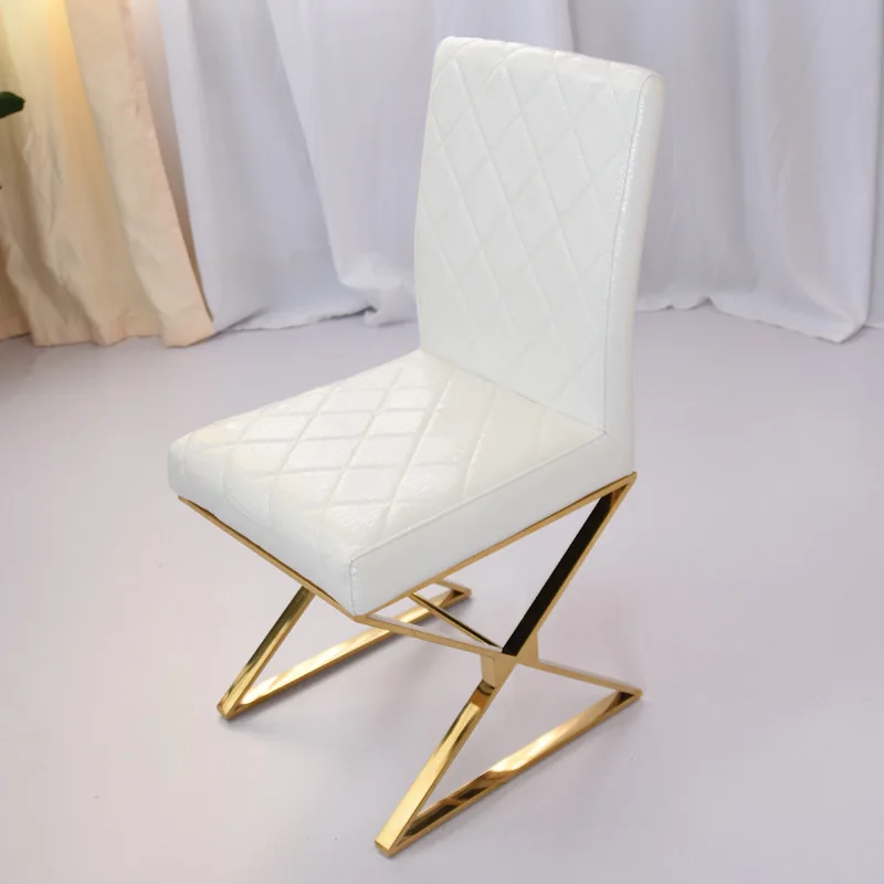 Light luxury style stainless steel gold-plated dining chair simple modern home dining chair chair soft leather dining chair