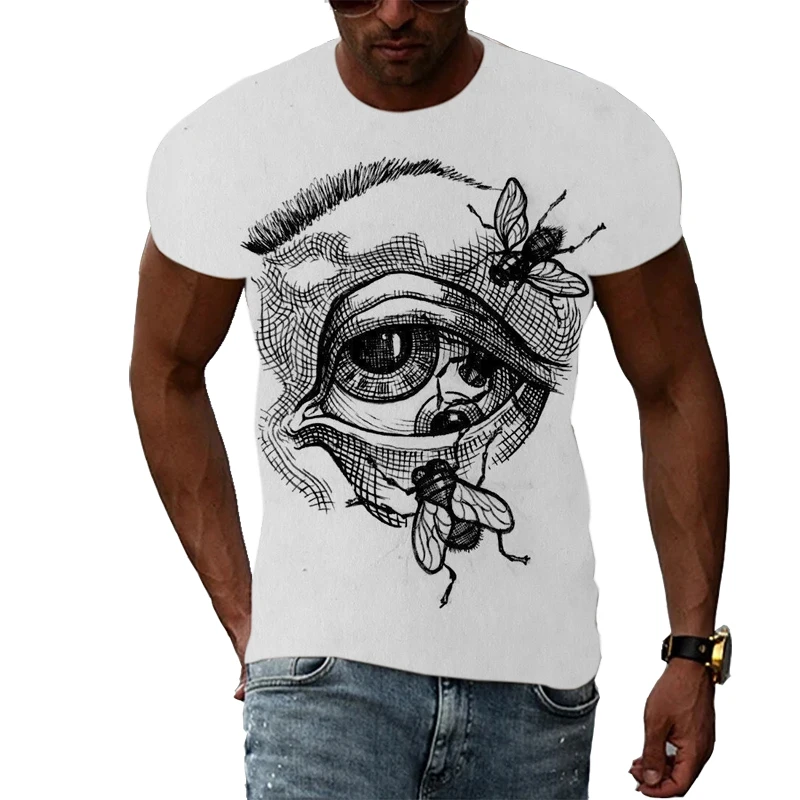 New Fashion Cool Style Compass graphic t shirts men Summer Trend Casual 3D Print White T-shirt Handsome Personality tshirt Top