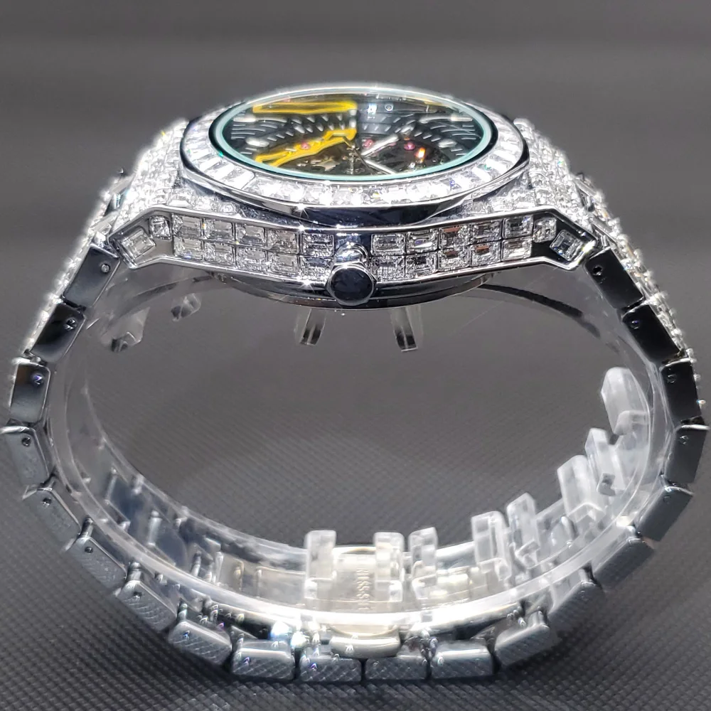 Luxury Automatic Watch For Men Hip Hop Diamond Skeleton Mechanical Relogio Masculino Ice Out Waterproof Man Watches Dropshipping