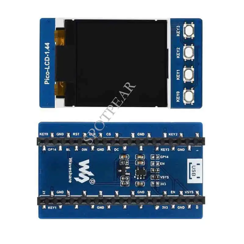 Modul Peraga LCD 1.44 Inci Layar 1.44 Inci Warna 65K 128 × 128 SPI untuk Raspberry Pi Pico