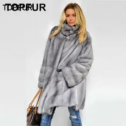 TOPFUR New Coming Real Mink Fur Coat Women Gray Mink Fur Coat Loose Warm High Street Popular Fur Jackets Clearance Price