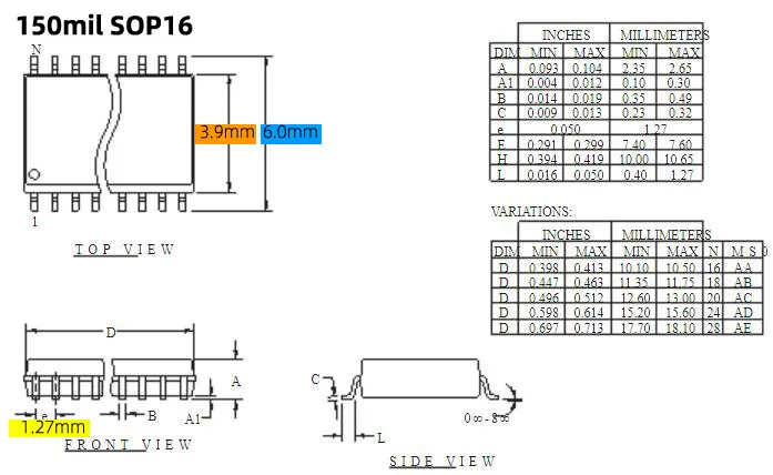 WL-SOP16-U1 Adapter for Wellon Programmer Adapter 150mil SOP16 to DIP16 Adapter IC Test Socket IC Socket