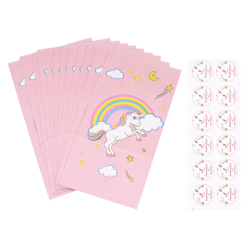 Papier, jednorożce cukierki prezent torba impreza jednorożec Cookie pudełko na Popcorn dla dzieci dziewczyna materiały do dekoracji przyjęcia urodzinowego Baby Shower Favor — zdjęcie 4