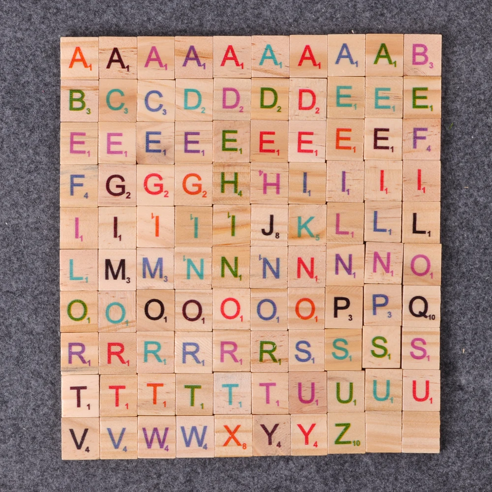 100Pcs Wood Tiles Letters Alphabet Colour Numbers Digital Puzzle Wooden Toys for Kid Favors