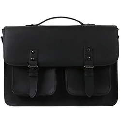 Bolso de hombro de cuero sintético para hombre, bolsa pequeña cuadrada de gran capacidad, informal, resistente al agua, color negro