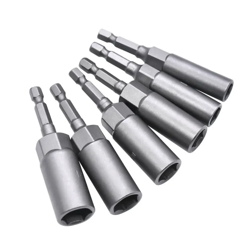 1pcs 5.5mm-19mm 80mm Length Extra Deep Bolt Nut Bit Set Metric 1/4 6.35mm Hex Shank Impact Socket Adapter For Power Tools